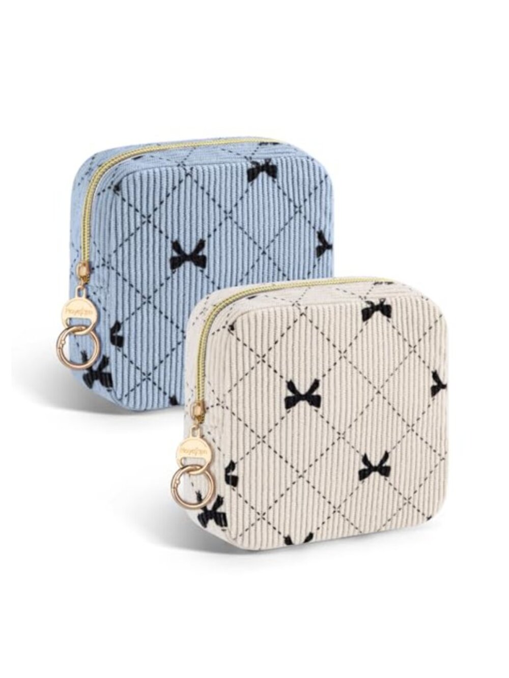 Corduroy Makeup Bag Set 2 Pack Small Cosmetics Pouch Travel Toiletry